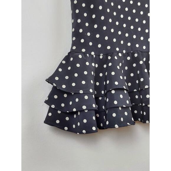 Evan Picón Women's Size 4 Ruffle Knee Length Pencil Skirt Black White Polka Dots - Picture 5 of 10